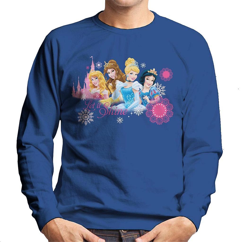 Disney Christmas Princesses Let It Shine Men's Sweatshirt Royal Blue Small