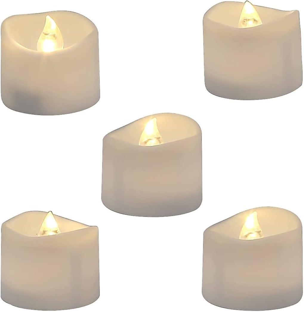 Timber Pack of 12 Realistic and Bright Flickering Bulb Battery Operated Flameless LED Tea Light for Seasonal & Festival Celebration, Electric Fake ...