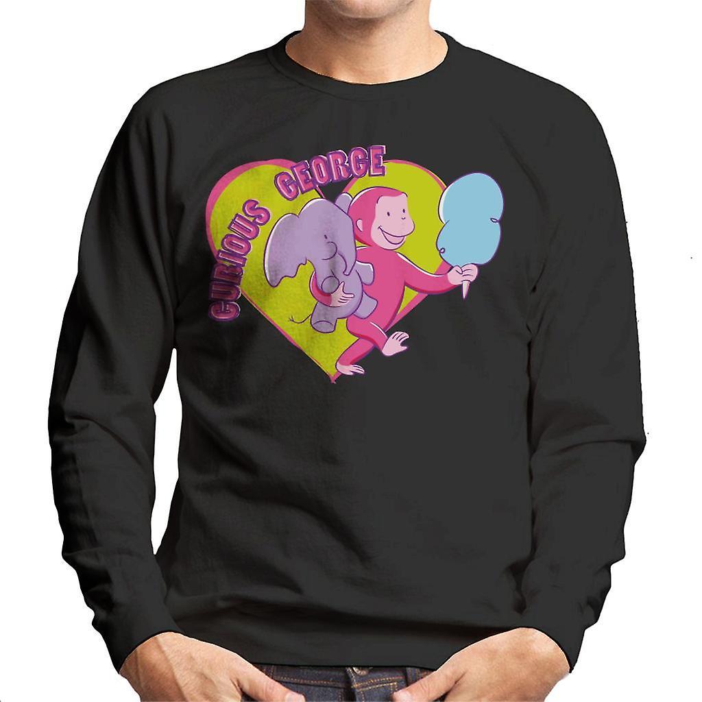 Curious George Carnival Heart Men's Sweatshirt Black XX-Large