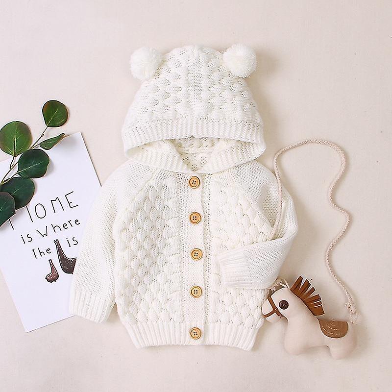 Slowmoose Autumn Infant Hooded Knitting Jacket For Baby Clothes - Newborn Coat For Baby 9M / Beige