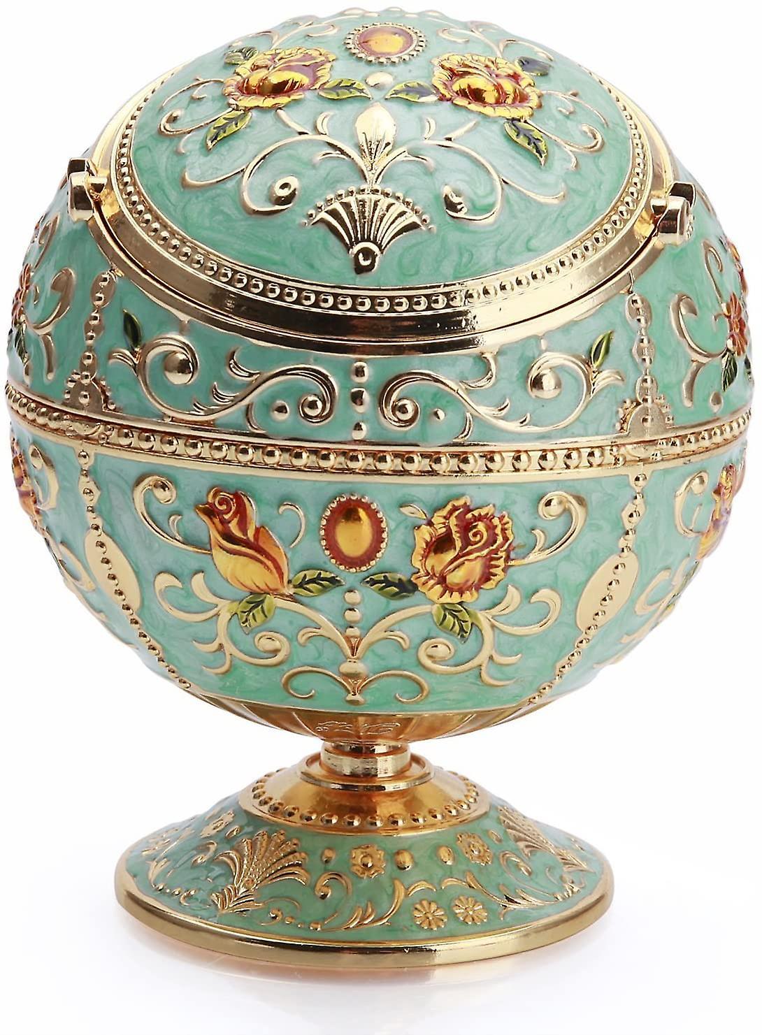 Phwj Portable Ashtray With Lid Windproof Retro Metal Decorative Globe