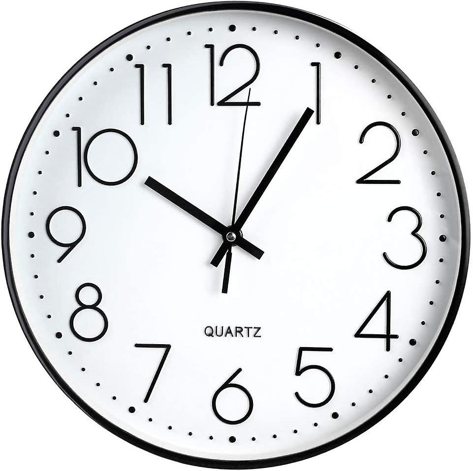 Tinor Wall Clock, 12 ''non-ticking Silent Quartz Decorative Clocks, Modern Large Number Round Clock (black)