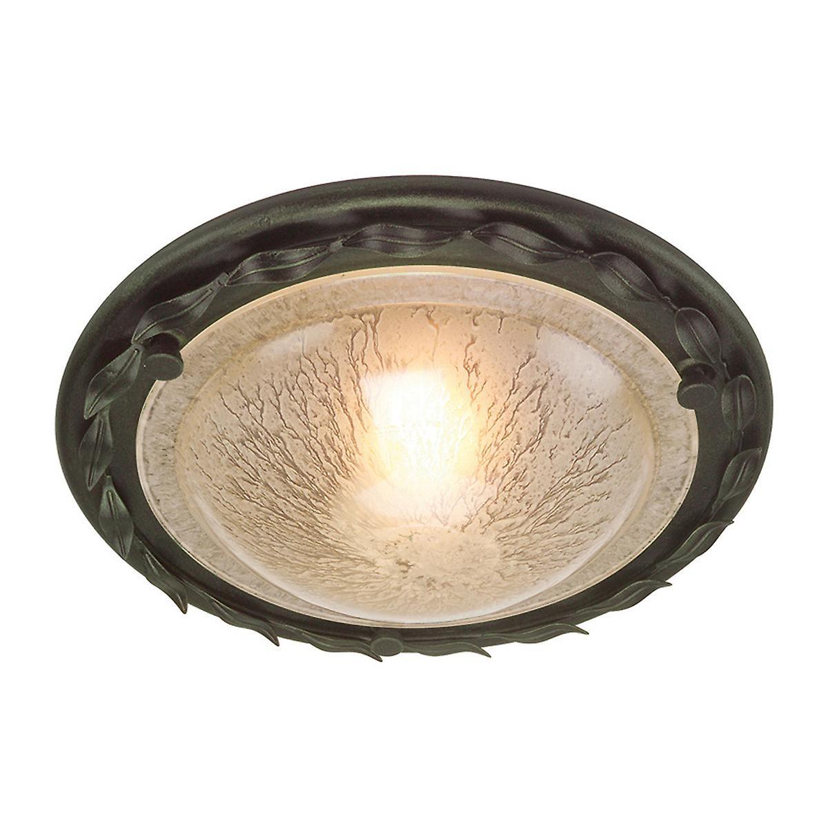 Olivia 1 Light Flush Ceiling Light Black Gold E27