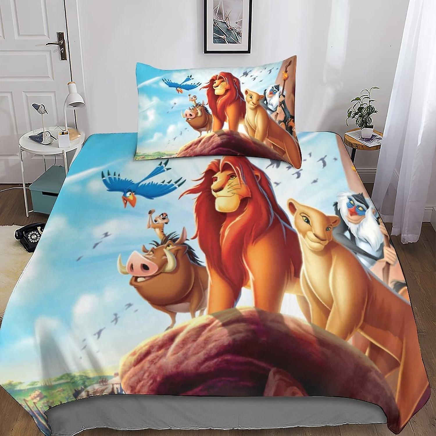 Kerota The Lion King Bedding Set for Duvet Cover Bedding Set with Pillowcase for with Zipper Closure Pieces Microfiber Duvet Covers Si 135*200 CM S...