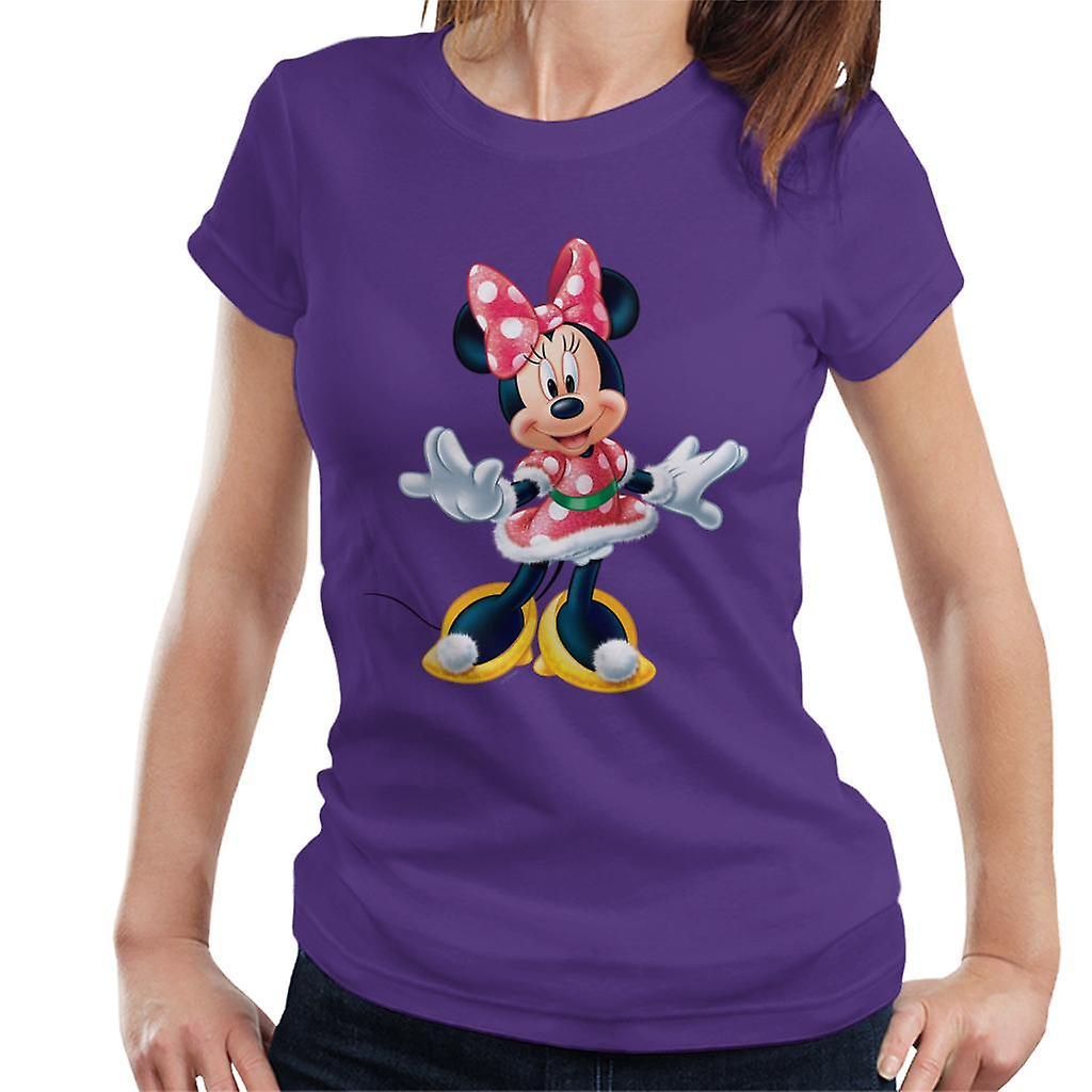 Disney Christmas Minnie Mouse Festive Pose Women's T-Shirt Purple X-Large