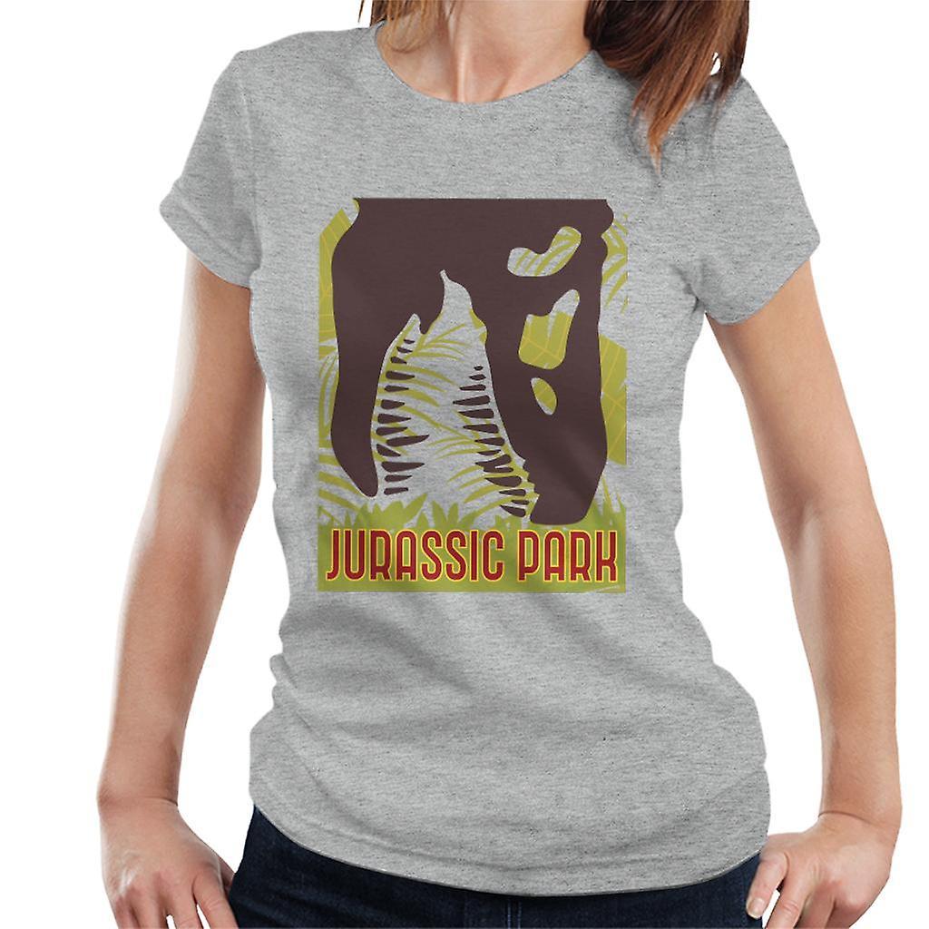 Jurassic Park T Rex Skeleton Silhouette Eating Women's T-Shirt Heather Grey X-Large