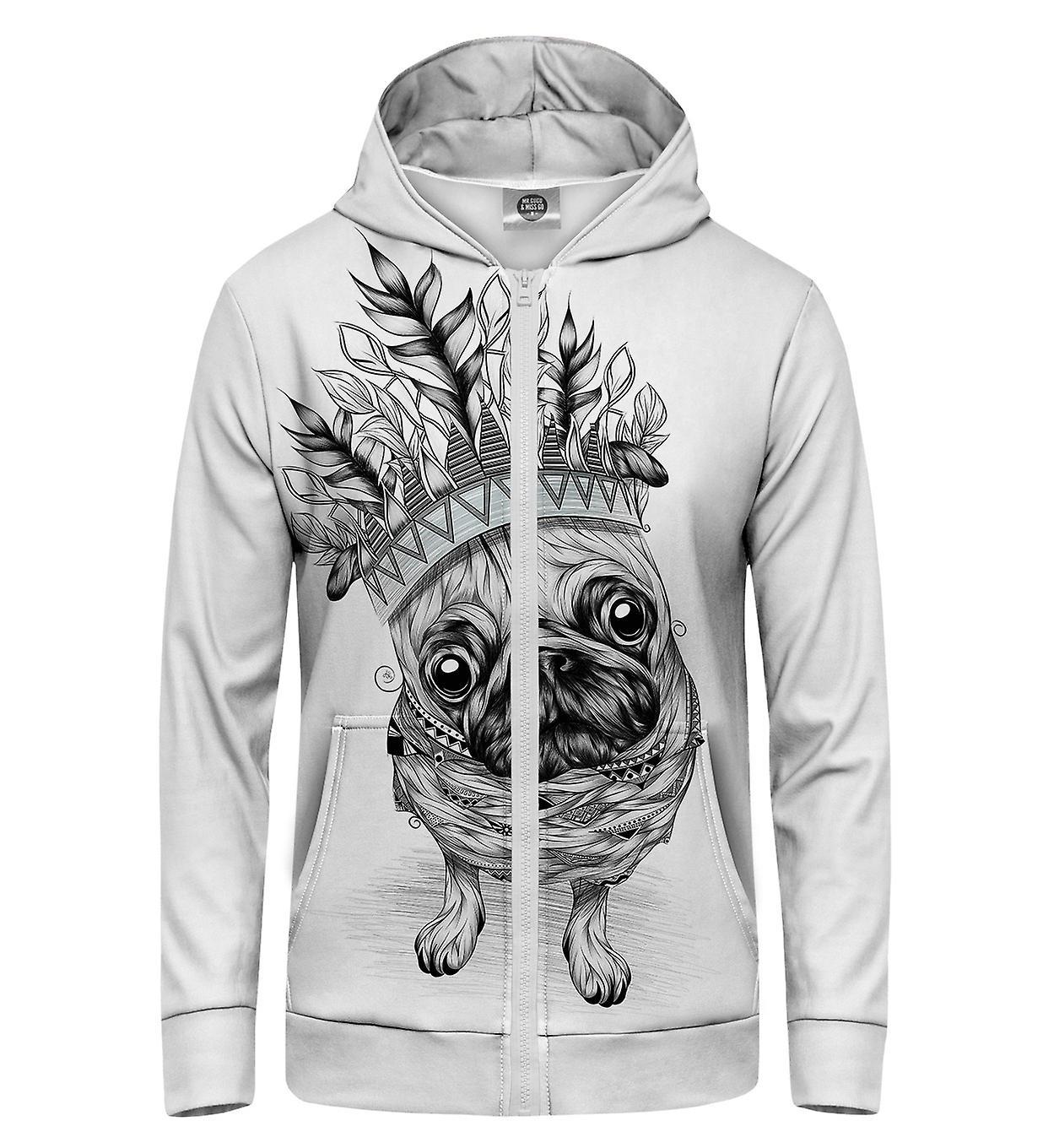 Mr Gugu & Miss Go Mr. GUGU & Miss GO King Pug Hoodie Kangaroo Zip Up white XS