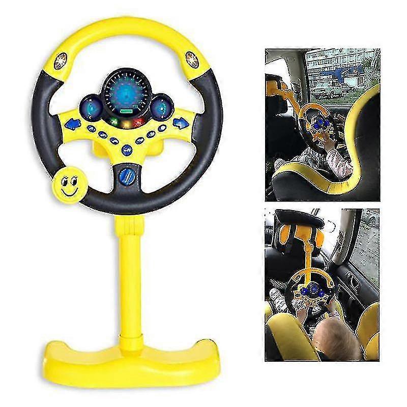 Tikuajgift Electric Simulation Steering Wheel Toy With Sound Light Educational Car Toy