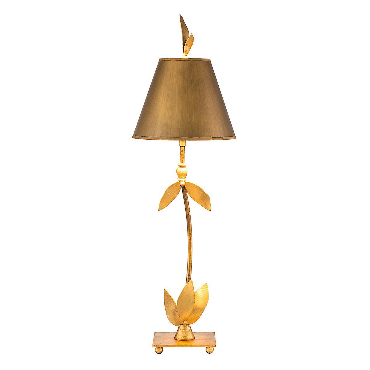 Red Bell 1 Light Table Lamp Gold Leaf Floral Leaves Design E27