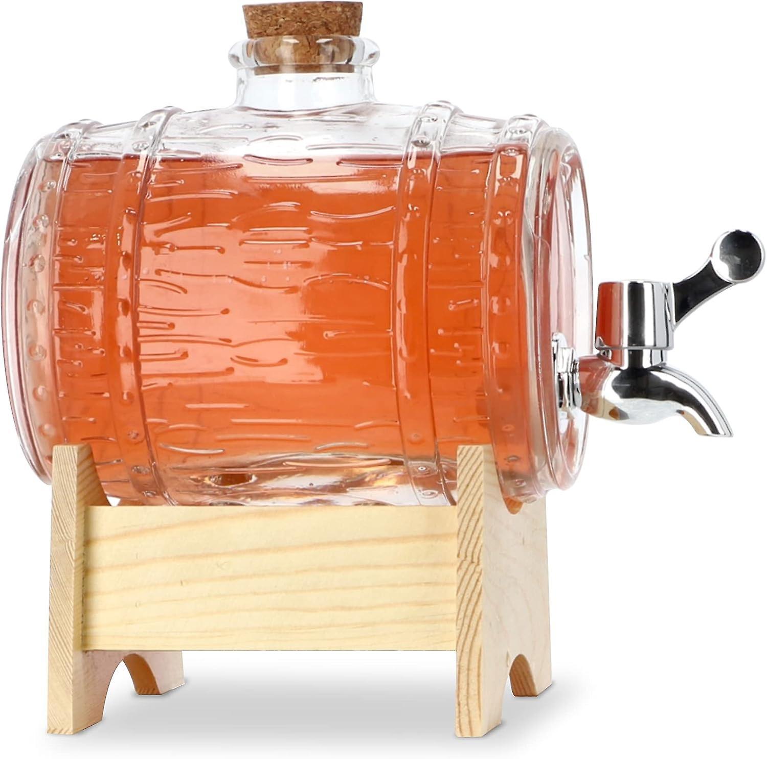 Wenkeay Barrel with Tap, Glass Beverage Dispenser