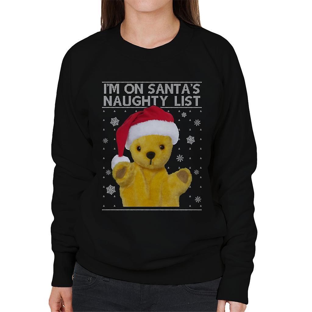 Sooty Christmas Im On Santas Naughty List Women's Sweatshirt Black Medium