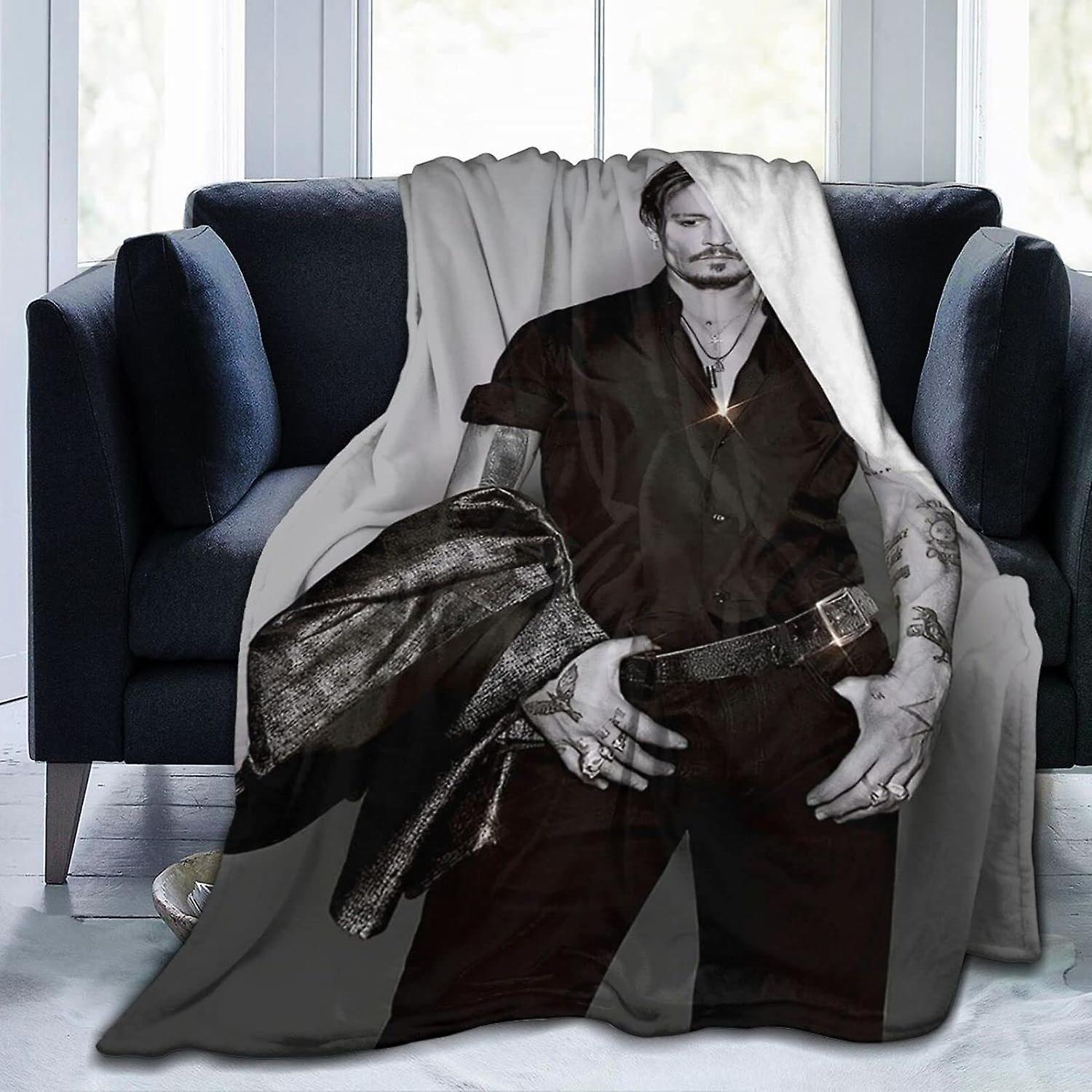 Kerota WT103 Johnny Depp Blanket Warm Super Soft Comfy Flannel Blanket Plush Blanket for Couch Bed Sofa 50x40in 125x100cm