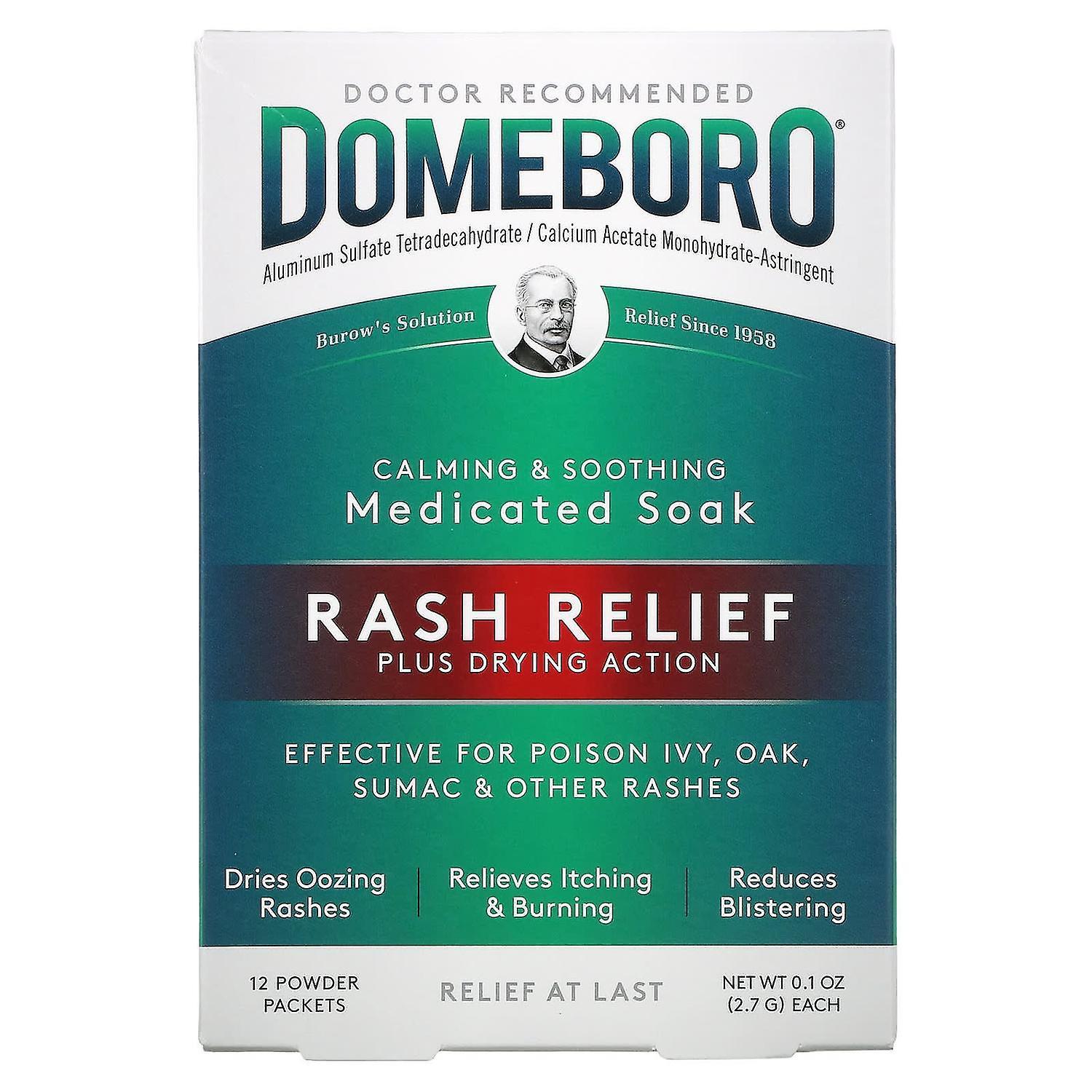 Domeboro, Medicated Soak, Rash Relief, 12 Powder Packets, 0.1 oz (2.7 g) Each