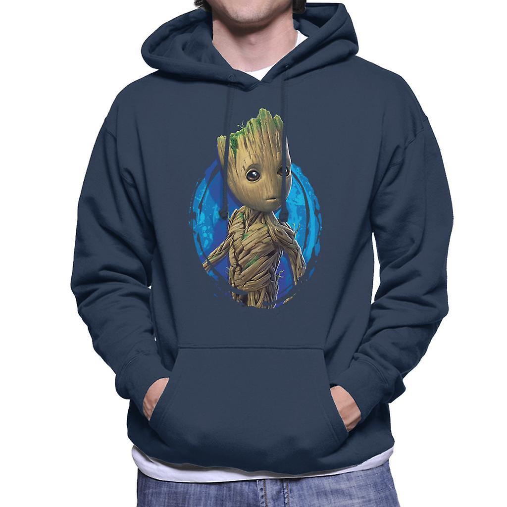 Marvel Guardians Of The Galaxy Vol 2 Groot In Awe Men's Hooded Sweatshirt Navy Blue Large