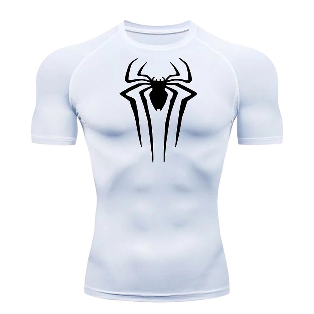 Jielin Men's Spider Short Sleeve T-shirt Breathable Quick Drying Sports Top White Black