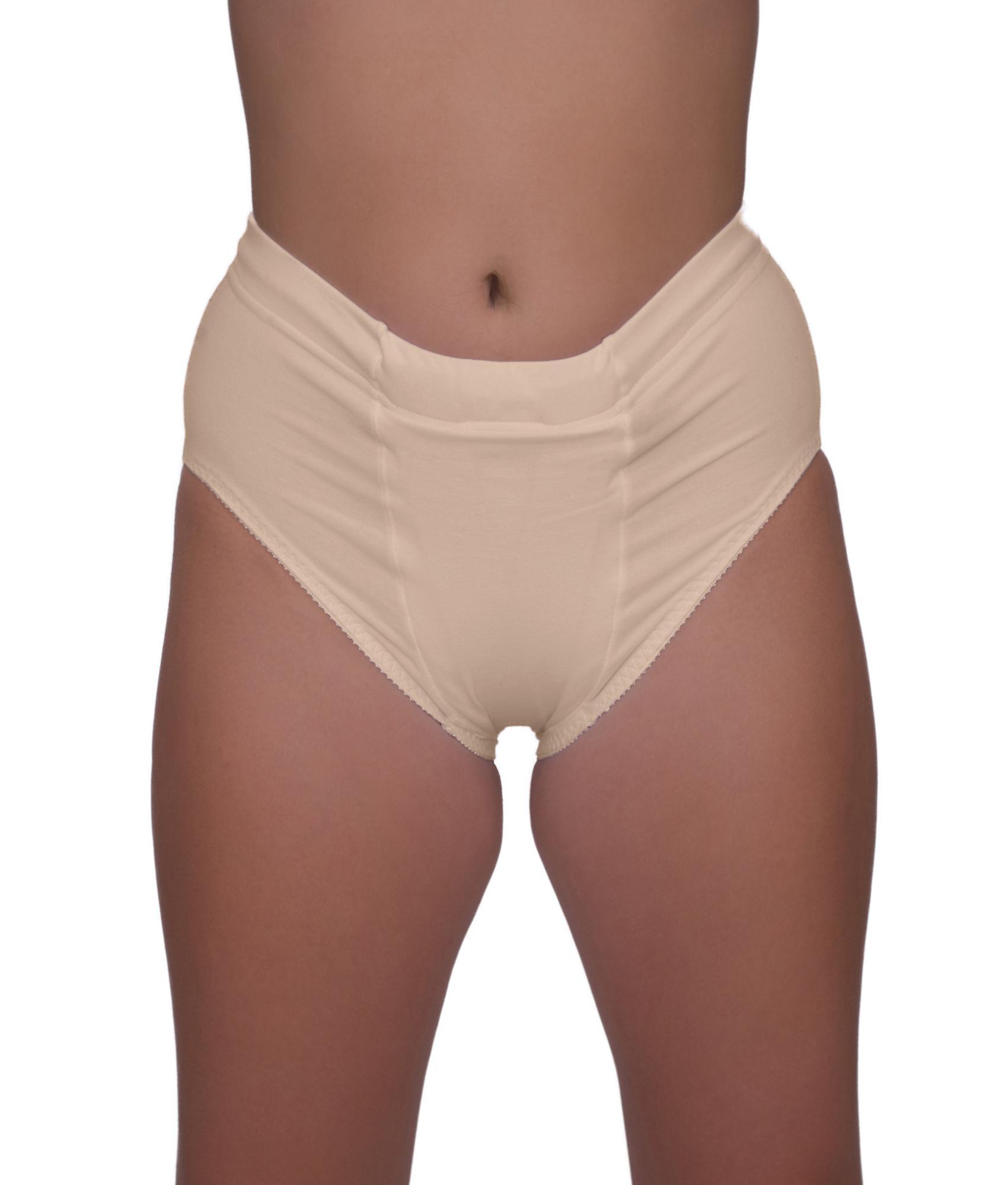 Underworks Vulvar Varicosity and Prolapse Support Brief with Groin Compression Bands - 521 Beige Medium