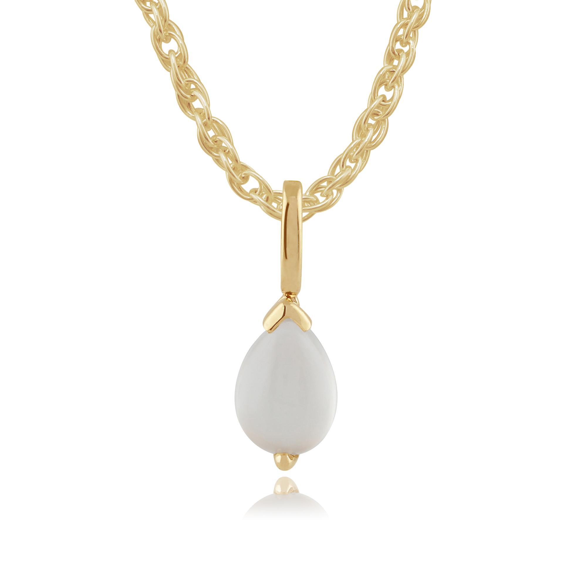 Gemondo Classic Pear Moonstone Pendant Necklace In 9ct Yellow Gold 123P0117219 White One Size