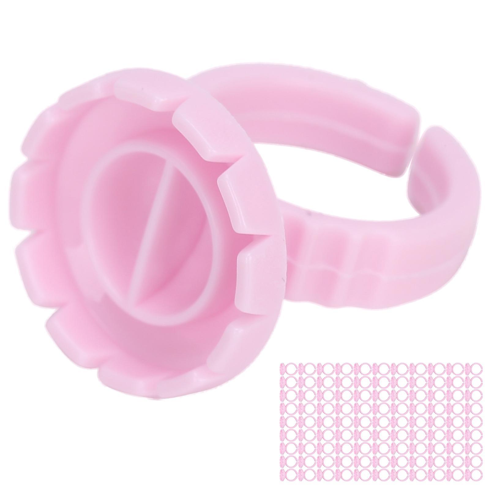 Aespa 100pcs Disposable Eyelash Glue Ring Cup Eyelash Extension Glue Holder AccessoryPink