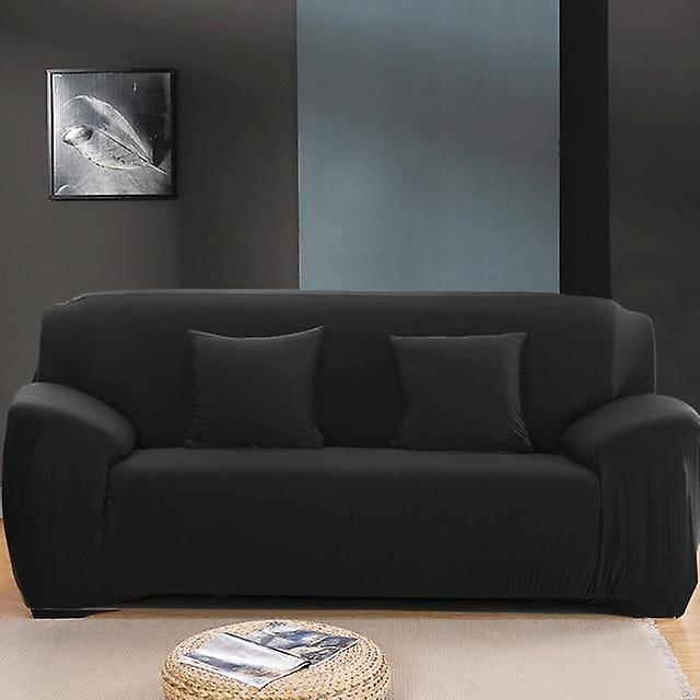 Slowmoose 1pc Elastic Sofa Cover Cotton - All Inclusive Stretch Slipcover Sofa Towel Black 3-seater 190-230cm