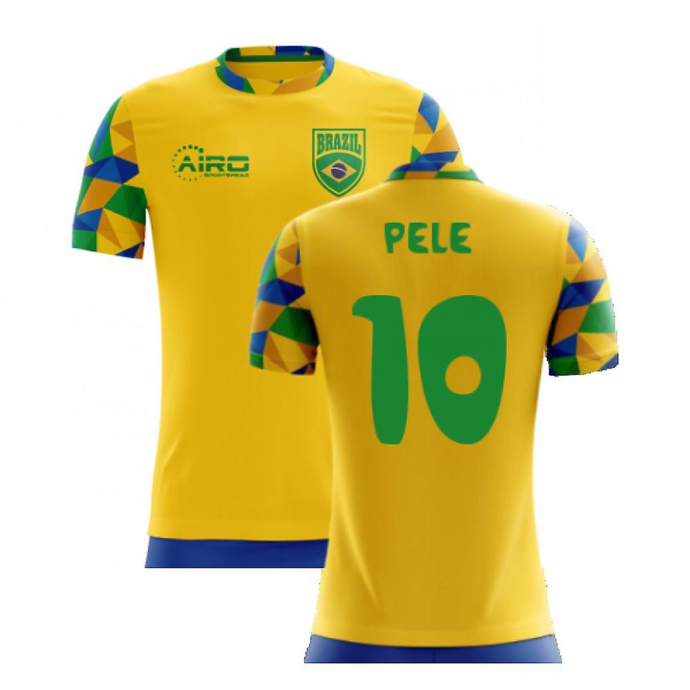 Airo Sportswear 2024-2025 Brazil Home Concept Football Shirt (Pele 10) - Kids Yellow SB 25-27 inch Chest (66/69cm)