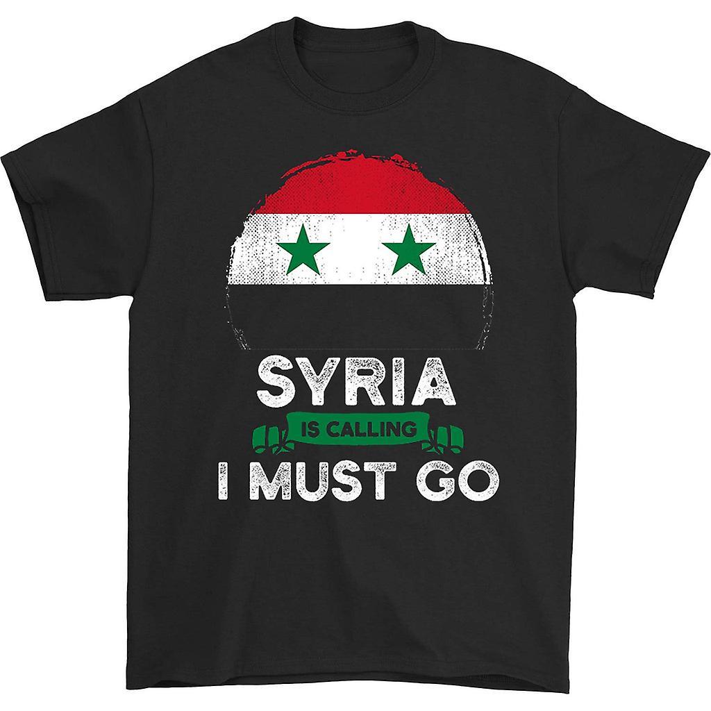 HISHARK Syria is calling i must go t-shirt black XL