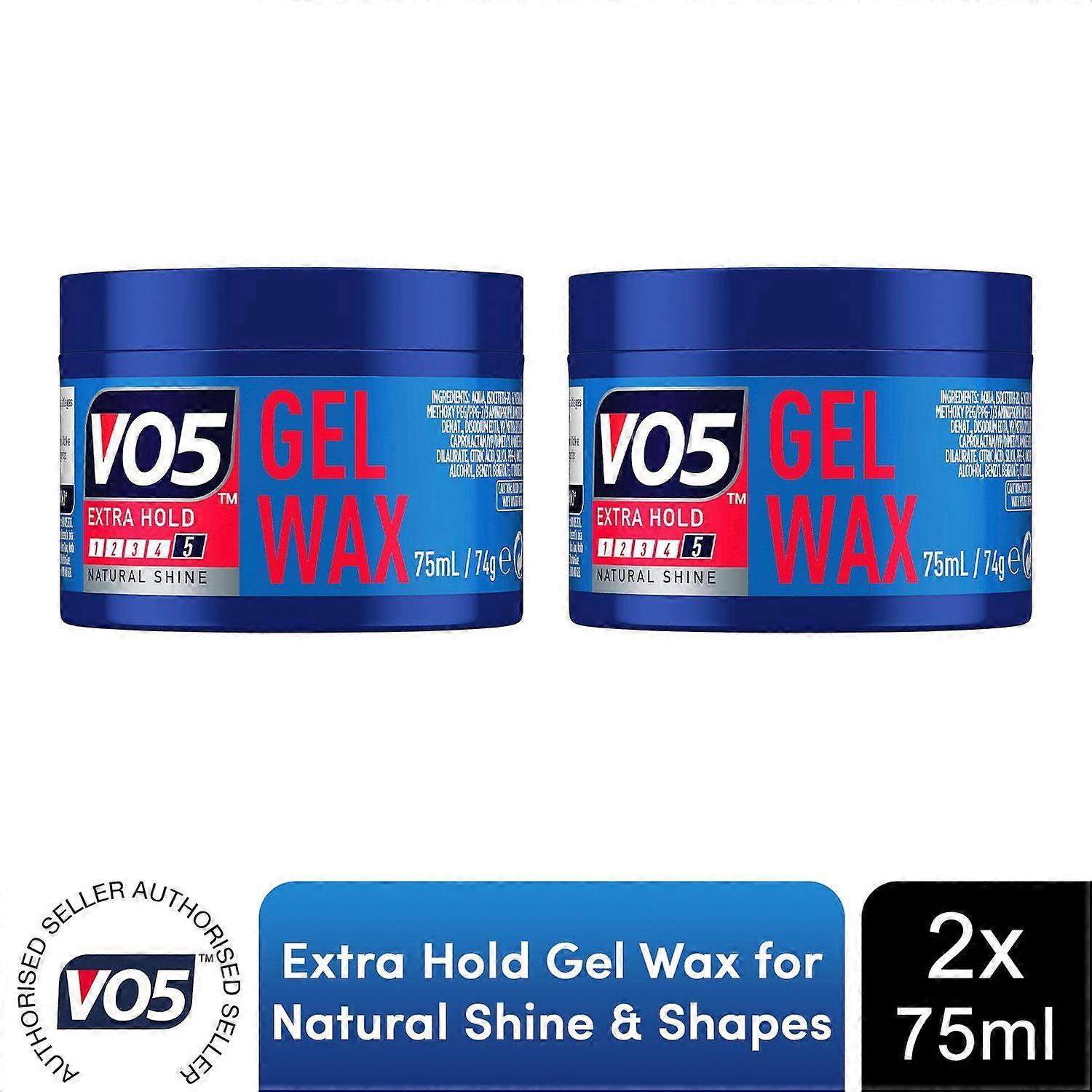 2 Pack VO5 Natural Shine Shapes & Holds Gel Wax Extra Hold, 75ml White