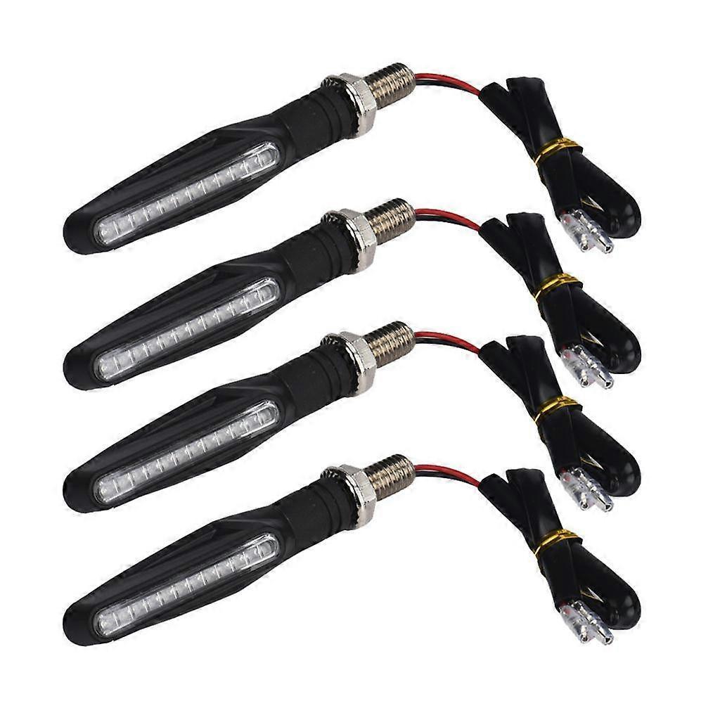 Flye 4PCS Motorcycle 12 LED Turn Signal Indicator Blinkers Light Amber Black