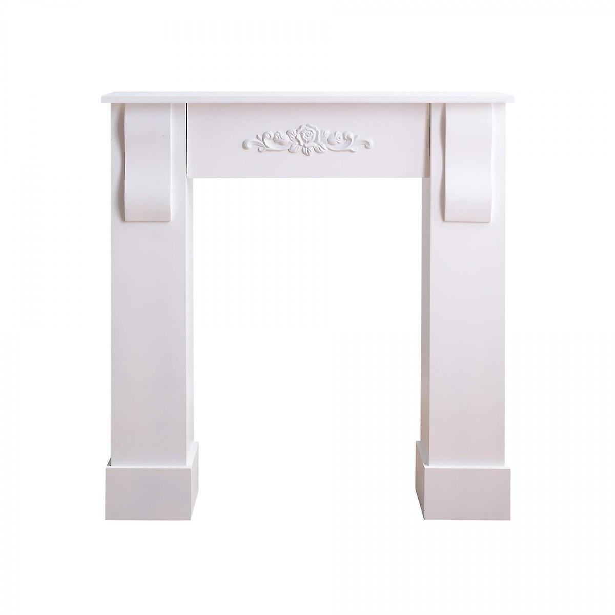 Mobili Rebecca Rebecca Furniture Frame White Fireplace Floral Decoration Classic 92x93x22.5