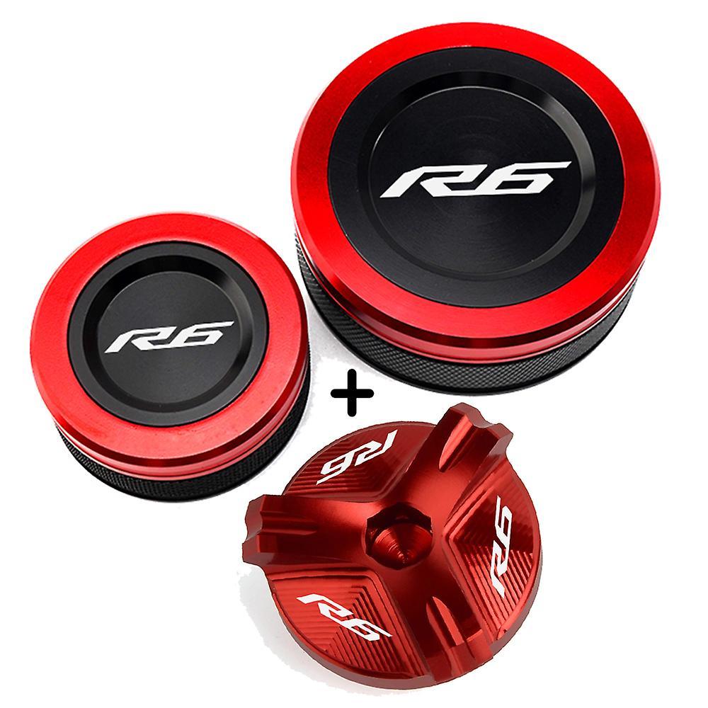 Boussder Front Brake Clutch Fluid Reservoir Cover Cap For Yamaha Yzfr6 Yzf-r6 Yzf R6 2010-2023 2022 2021 2020 2019 Motorcycle Accessories A Set-Red