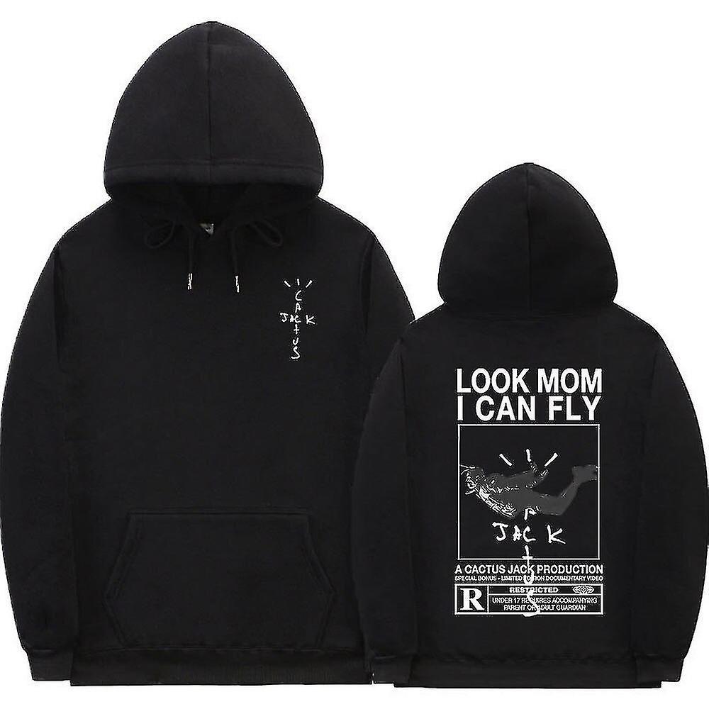 Taotuo Cactus Jack Hoodie Men Women Double-sided Logo Print Look Mom I Can Fly Travis Scott Hoodies Unisex Fashion Hip Hop Streetwear black/white/y...