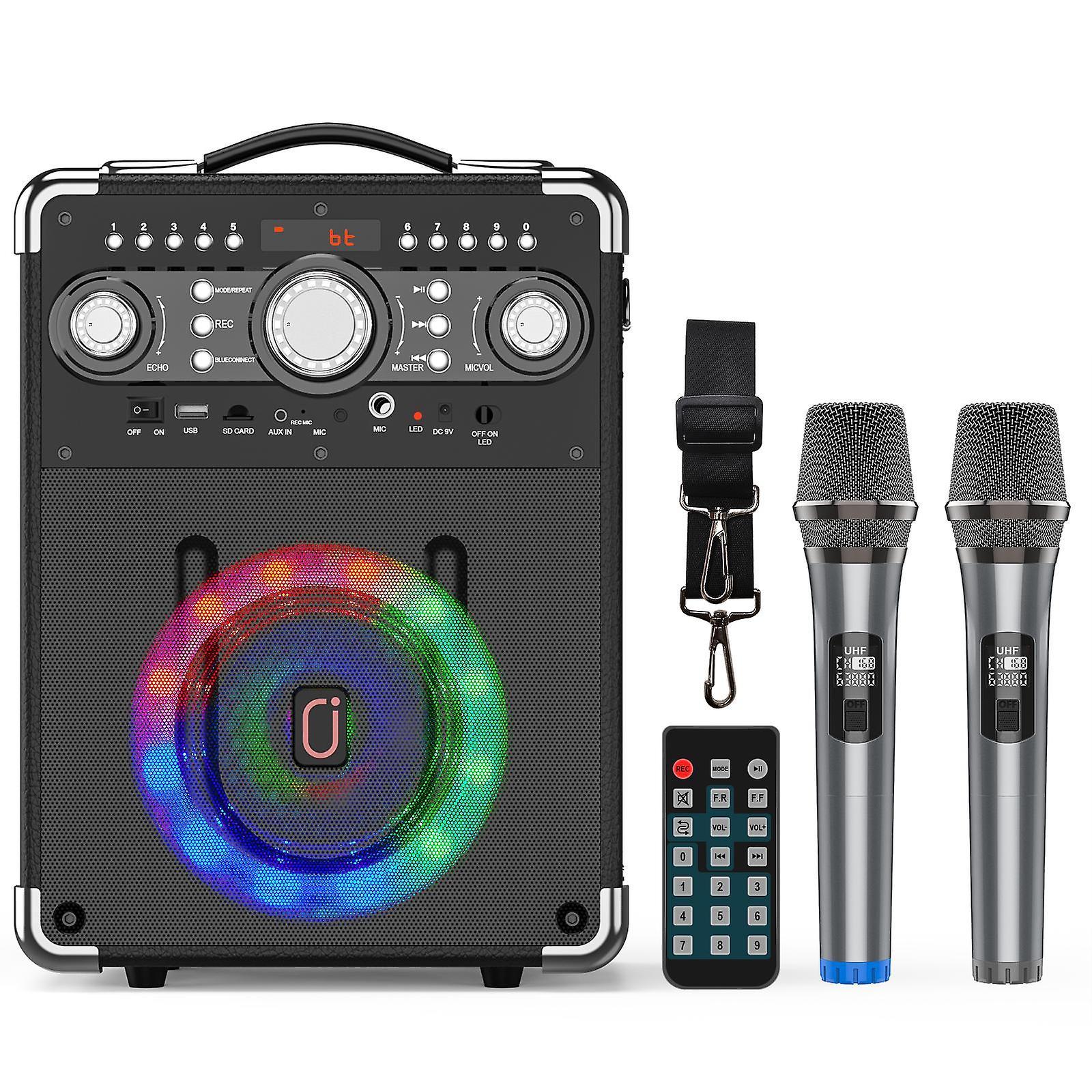 JYX S8 Karaoke Machine with 2 Wireless Microphones for Adults and Kids,Portable Party Karaoke Speaker with DJ Lights, Bluetooth Speaker for Home Party