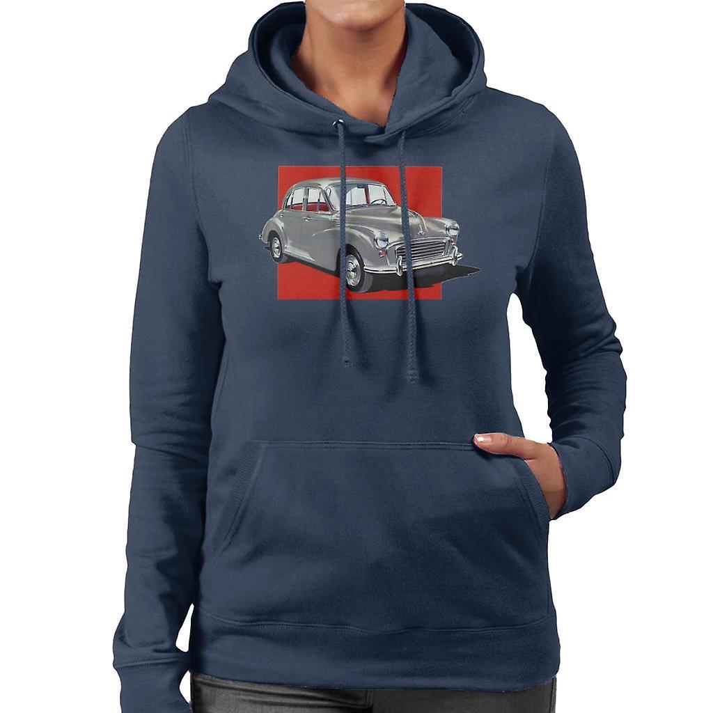 Morris Minor Red Background British Motor Heritage Women's Hooded Sweatshirt Navy Blue X-Large