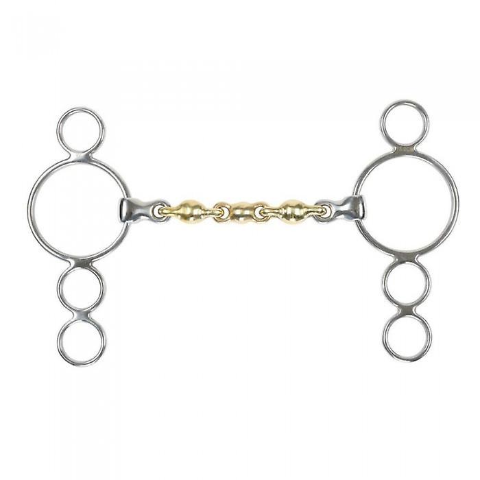 Shires Brass Waterford Horse 3 Ring Gag Bit 5.5in