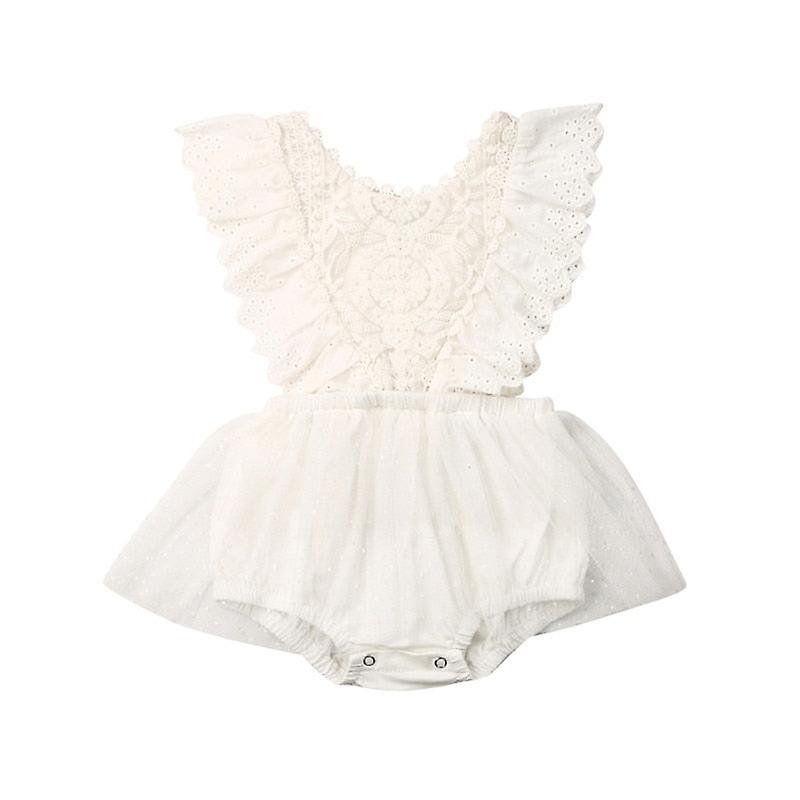 Slowmoose Newborn Baby Sleeveless/long Sleeve Lace Romper Jumpsuit Tutu Dress Outfits 24M / Sleeveless