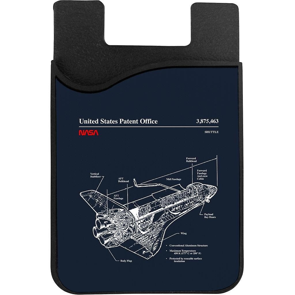 NASA Shuttle Structure Blueprint Phone Card Holder Navy Blue 5.5cm x 8.5cm