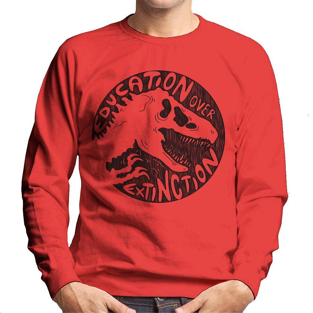 Jurassic Park Education Over Extinction Men's Sweatshirt Red Large