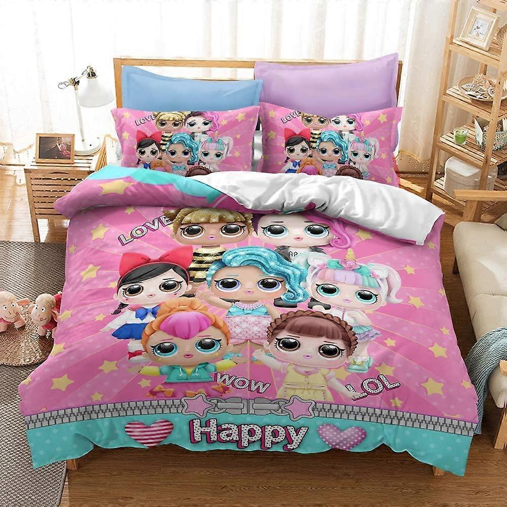 Kerota Surprise Lol Pet Bedding Set with Pillowcase, Duvet Cover + 2 Pillowcases - Moisture-Proof, Hypoallergenic ) Single135x200cm