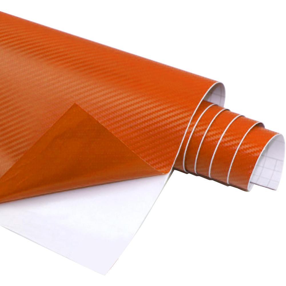 newmerun 3D Thickened Car Body Carbon Fiber Color Changing Decor Wrapping Film Sticker Orange