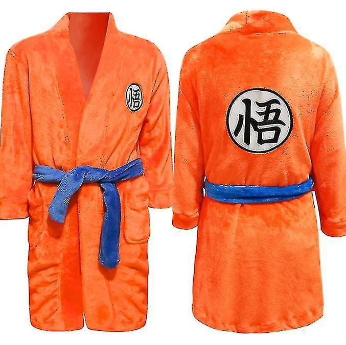 Manchalk Adults Flannel Bathrobe Son Goku Sleepwear Robe Pajamas Halloween Cosplay Costume M