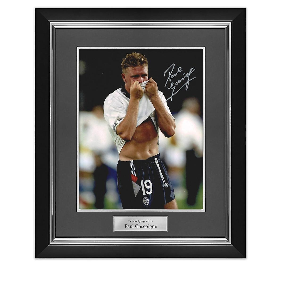 Exclusive Memorabilia Paul Gascoigne Signed England Photo: Gazza's Tears. Deluxe Frame