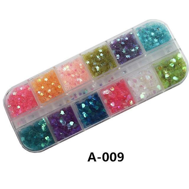 Slowmoose Sequins Holographic Holo Love Star Pink White Nail Body Art Glitter Box, Sequin A-009