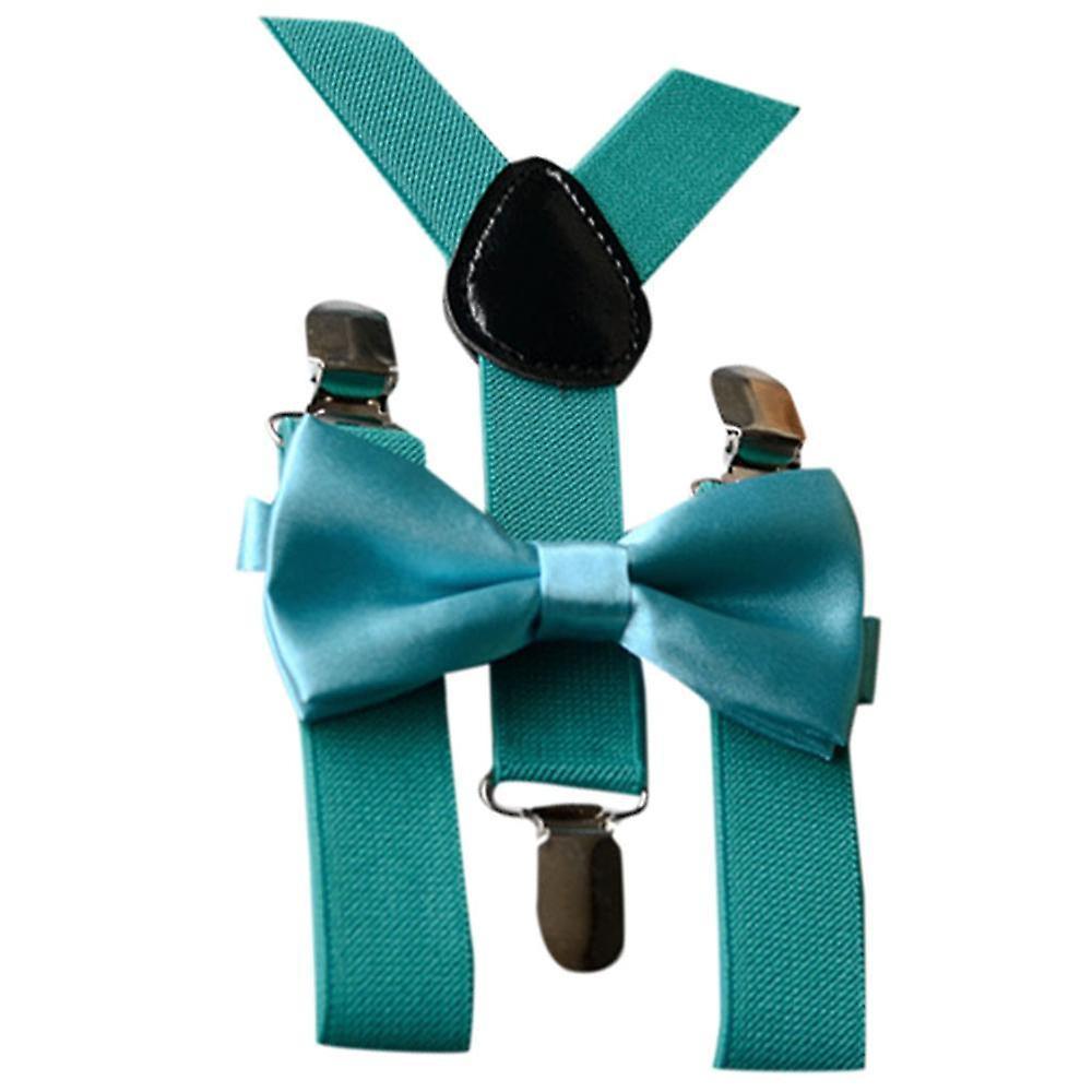 Slowmoose Kids Adjustable Braces Elastic Suspenders+solid Bow Tie Set Blue B Size fits all / Other