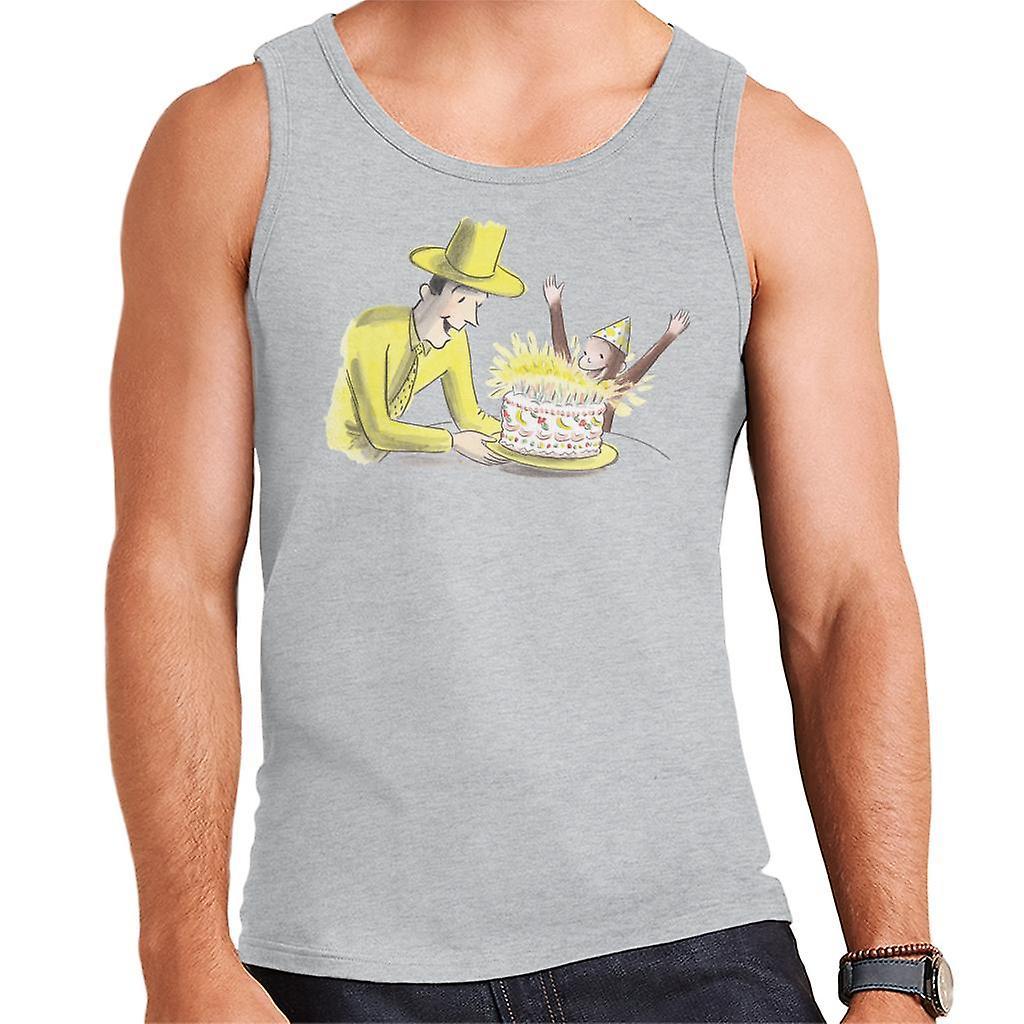 Curious George Birthday Cake Men's Vest Heather Grey Large