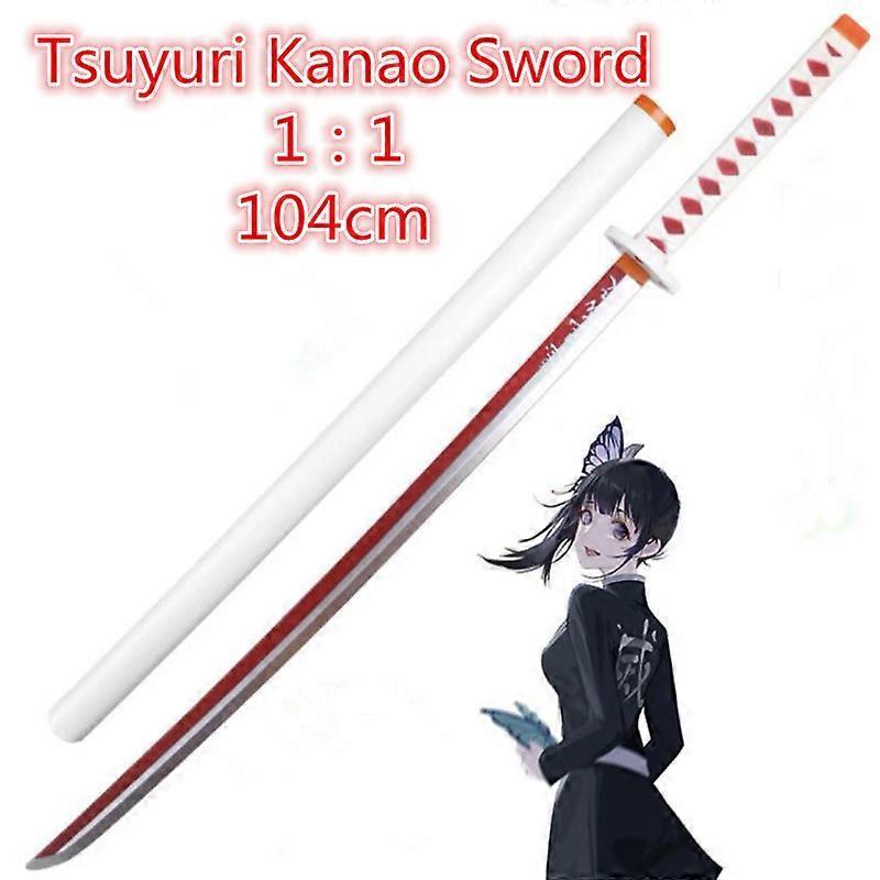 Redkid Demon Slayer Cosplay Sword 1:1 Kochou Shinobu White Sword Anime Ninja Knife Kimetsu no Yaiba Sword 104cm Weapon PU Model Gift Tsuyuri Kanao