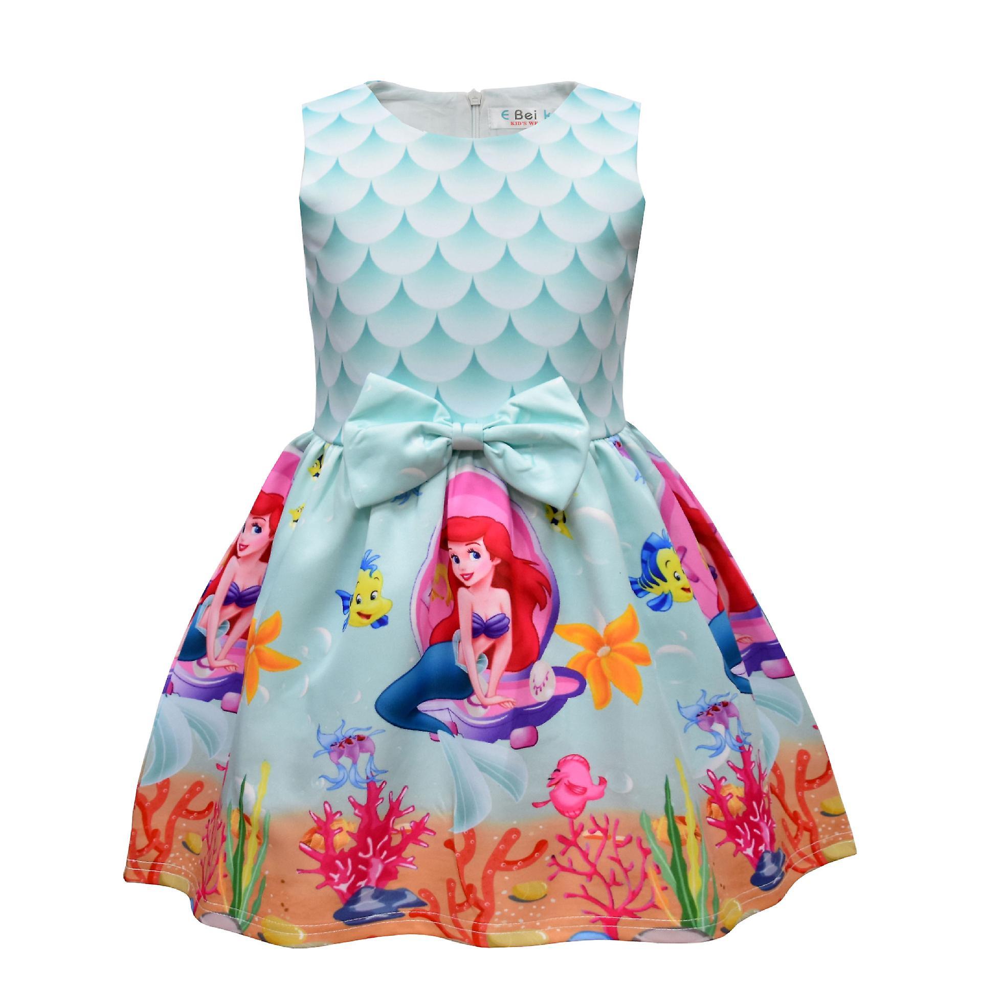 Shznv 2023 Cartoon Children's Clothing Girls Dress Mermaid Princess Fish Scale Print Girl Princess Dress 1021 110cm