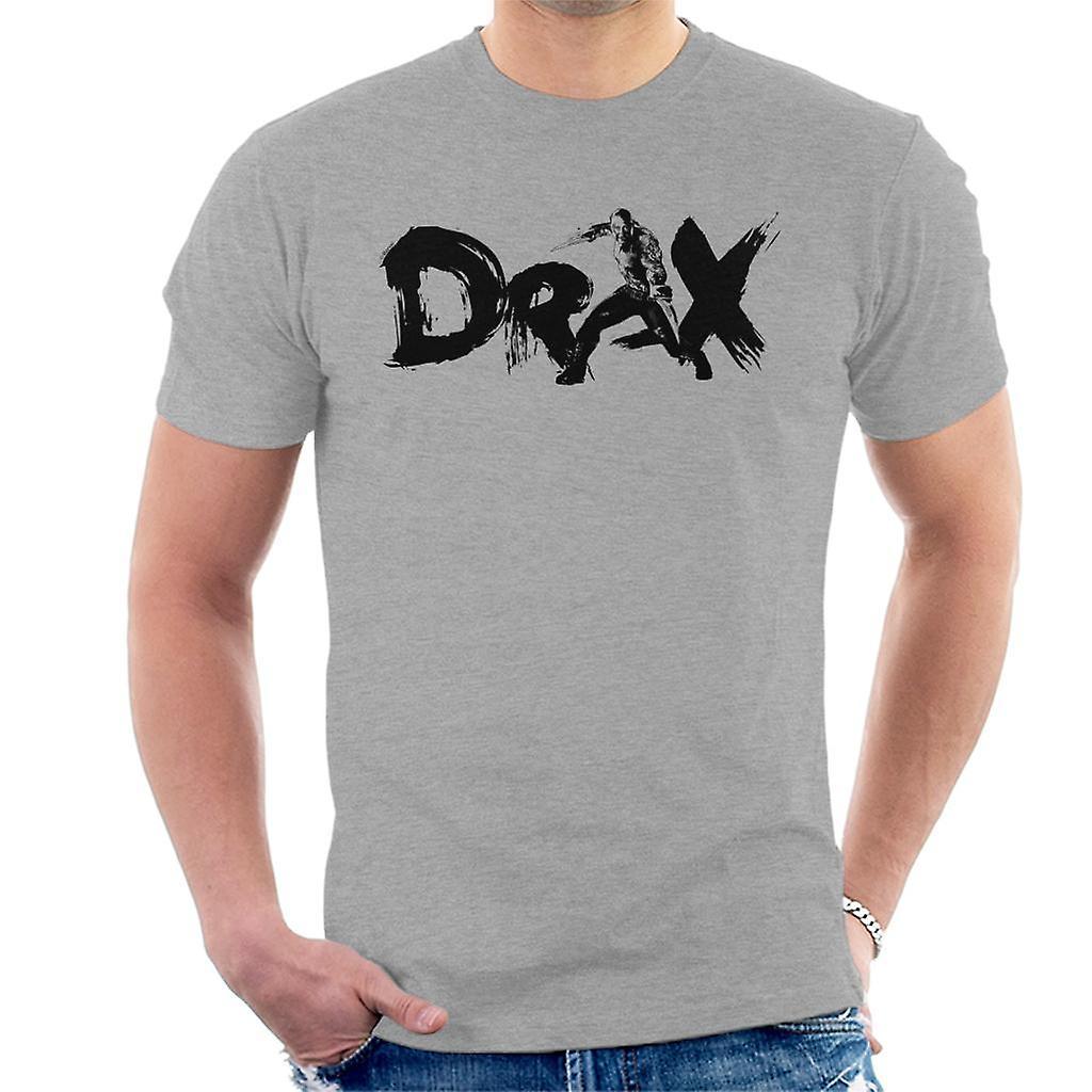 Marvel Guardians Of The Galaxy Vol 2 Drax Brushed Text Men's T-Shirt Heather Grey Large