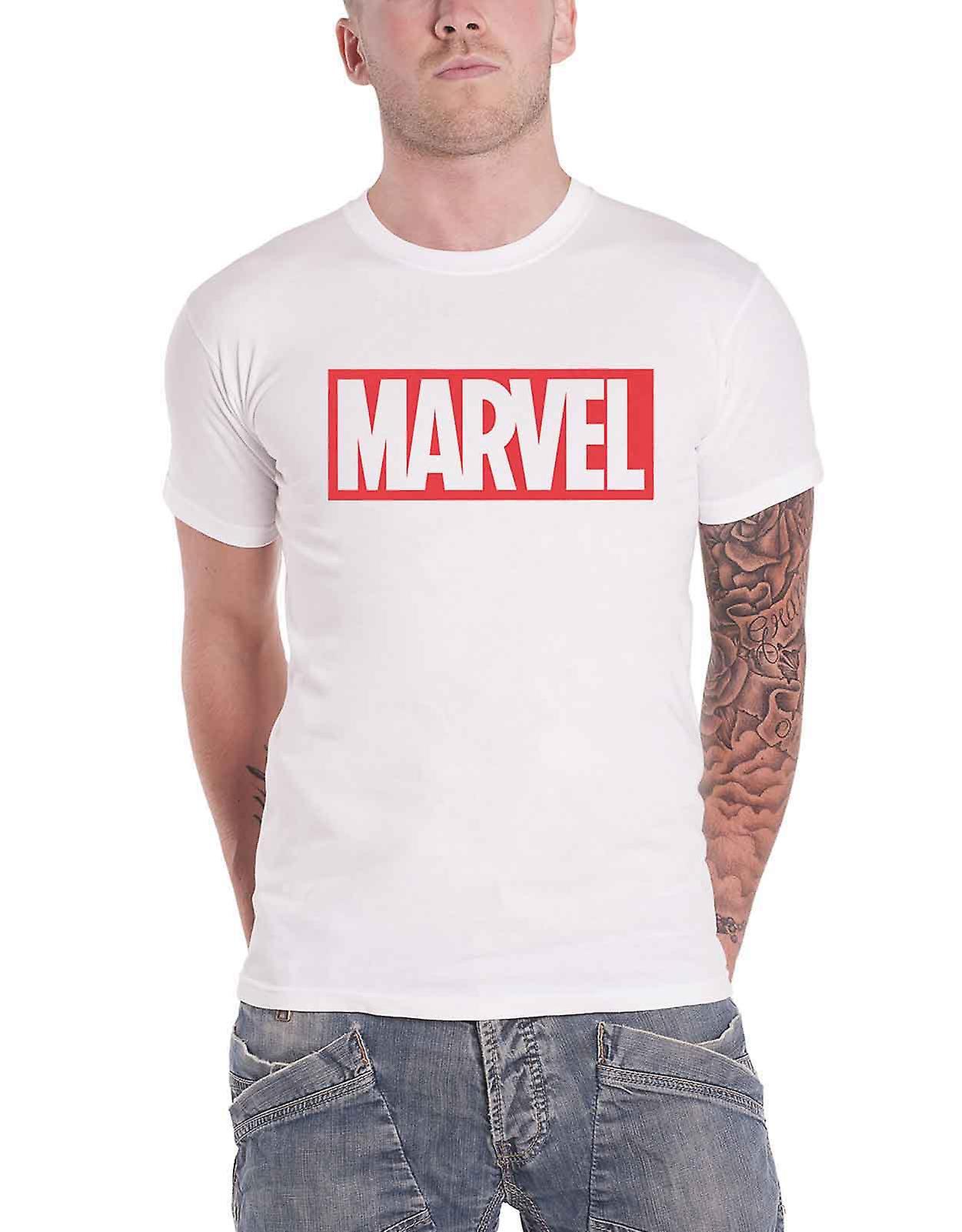 Marvel Comics T Shirt Classic Box Logo new Official Mens White M