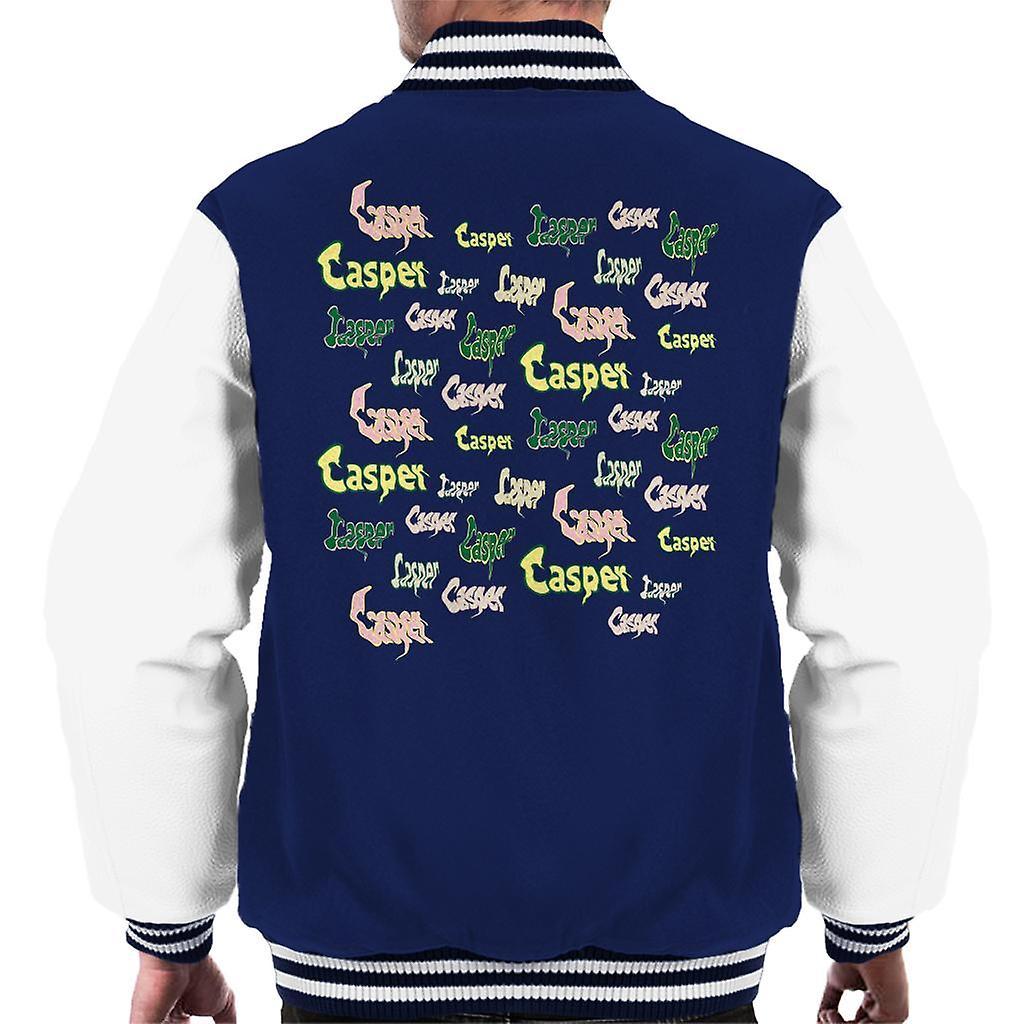 Casper The Friendly Ghost Logo Fonts Men's Varsity Jacket Navy/White Large