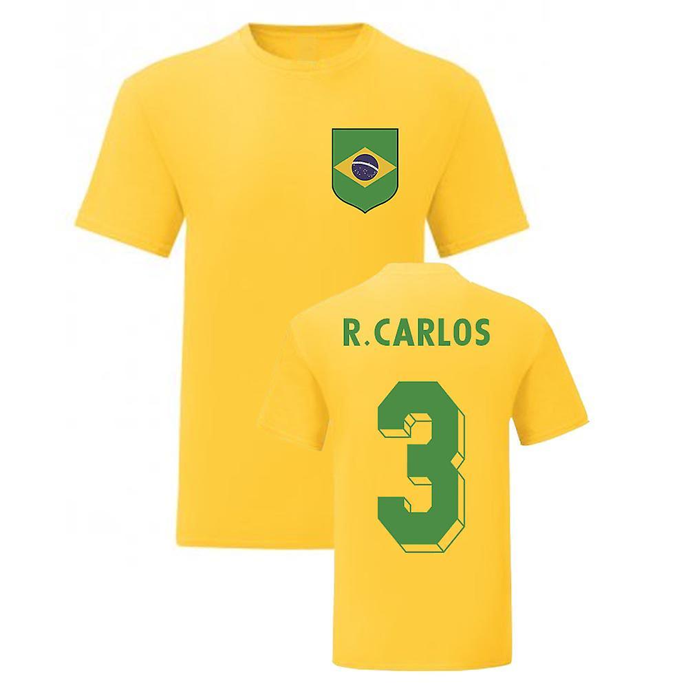 UKSoccerShop Robert Carlos Brazil National Hero Tee's (Yellow) SB (5-6 Years)