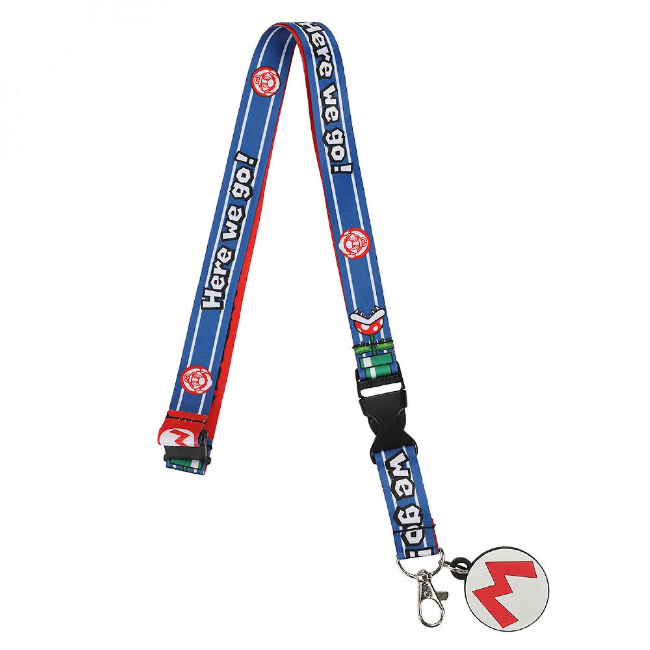 Video Games Super Mario Bros. Here We Go! Lanyard with Rubber Charm Multi-Color